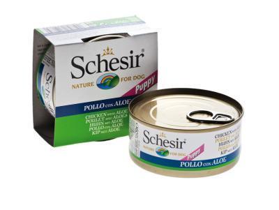 "Schesir" консервы для ЩЕНКОВ ЦЫПЛЁНОК+АЛОЕ 150гр (уп.10*4=40шт) в интернет гипермаркете «Планета Лета». Фото