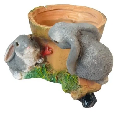Кашпо Зайцы у горшочка Н-17см, D-15см КП071 в интернет гипермаркете «Планета Лета». Фото