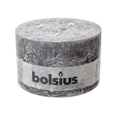 Свеча Болсус Рустик столбик 140х90 белый 3 фитиля антрацит в интернет гипермаркете «Планета Лета». Фото