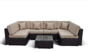 Комплект мебели из иск ротанга (столик с декингом) YR822D Brown/Beige в интернет гипермаркете «Планета Лета». Фото