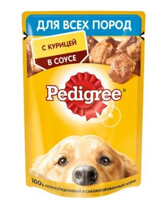 Корм влажный для собак всех пород Pedigree, с курицей кусочки в соусе, 28 х 85 г в интернет гипермаркете «Планета Лета». Фото