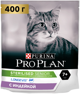 Корм ProPLAN Sterilised 7+ индейка 400гр д/к стерилизованных старше 7лет (уп8) 12372504 в интернет гипермаркете «Планета Лета». Фото