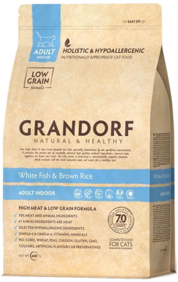 Корм GRANDORF белая рыба с бурым рисом для взрослых кошек 400г Уценка!!! в интернет гипермаркете «Планета Лета». Фото