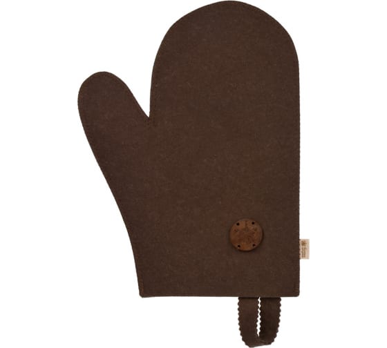 Рукавица для сауны коричневая с деревянным логотипом "Банные Штучки", войлок /20 41421 в интернет гипермаркете «Планета Лета». Фото