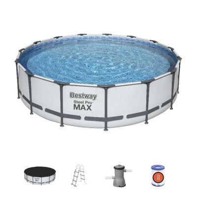 Бассейн каркасный 457 х 107 см+ фильтр-насос,лестн, тент, дозат Bestway 56488 в интернет гипермаркете «Планета Лета». Фото