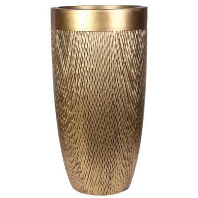 Кашпо IDEALIST Лотус Высокое Круглое, файберстоун, золото, D30 H58 cm MESHV30-GLD в интернет гипермаркете «Планета Лета». Фото