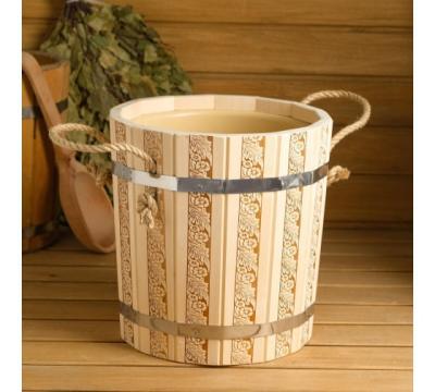 Запарник из липы, 10 л, с пластиковой вставкой, "Русские узоры" 5177472 в интернет гипермаркете «Планета Лета». Фото