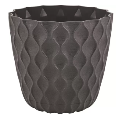 Горшок для цветов InGreen Wave с дренажной сеткой и съемным поддоном 4,7л,  D205мм, горький шоколад в интернет гипермаркете «Планета Лета». Фото