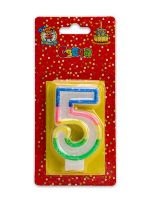 Свечи для торта с блестками "5" С-2420 в интернет гипермаркете «Планета Лета». Фото