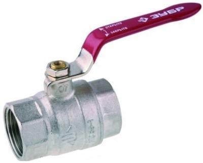 Кран ЗУБР шаровой 1/2" полнопроходной "мама-мама", ручка, никелированная латунь в интернет гипермаркете «Планета Лета». Фото