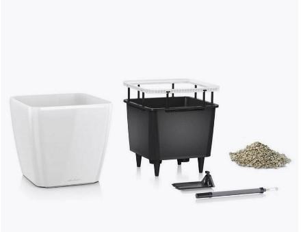 Кашпо   Lechuza Quadro LS Complete (white high gloss), 28x28xH26см в интернет гипермаркете «Планета Лета». Фото