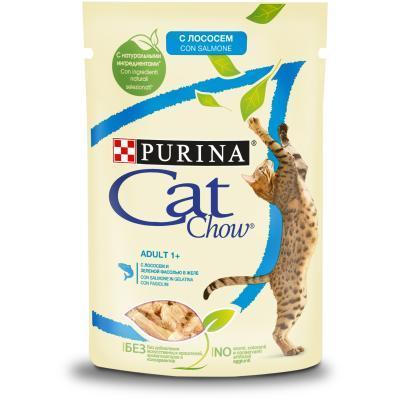 Корм CAT CHOW 85г д/взр.кош. с лос. и зел.фас. в интернет гипермаркете «Планета Лета». Фото