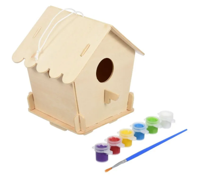 Скворечник BLUMEN HAUS Домик для птиц сборный с краск и кист 65702 в интернет гипермаркете «Планета Лета». Фото