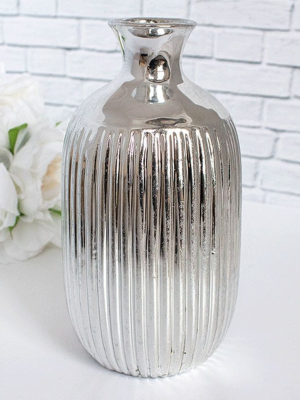 Ваза "Серебряные грани" (керамика), D12xH20 см в интернет гипермаркете «Планета Лета». Фото