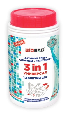 Таблетки 20 г универсал 3в1 (хлор, альгицид, коагулянт) 1кг BP-CH90MT1 в интернет гипермаркете «Планета Лета». Фото