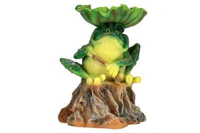 Фигура Лягушка-поилка на пне Н-25см в интернет гипермаркете «Планета Лета». Фото