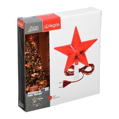 Верхушка на елку VEGAS "Звезда" красная 10 красных led зелёный провод 3м 15х15 см, 220 v Vegas в интернет гипермаркете «Планета Лета». Фото Верхушка на елку VEGAS "Звезда" красная 10 красных led зелёный провод 3м 15х15 см, 220 v в интернет гипермаркете «Планета Лета». Фото