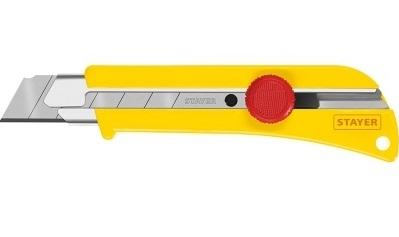 Нож STAYER с фиксатором SK-25 сегмент 25 мм усил 09173_z01 в интернет гипермаркете «Планета Лета». Фото