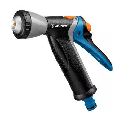 GRINDA PROLine BM-R, плавная регулировка, курок сзади, пистолет поливочный металлический с TPR в интернет гипермаркете «Планета Лета». Фото