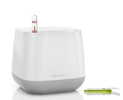 Кашпо   Lechuza Pot Yula Complete (white/grey semi-gloss), 17x17xH15см в интернет гипермаркете «Планета Лета». Фото