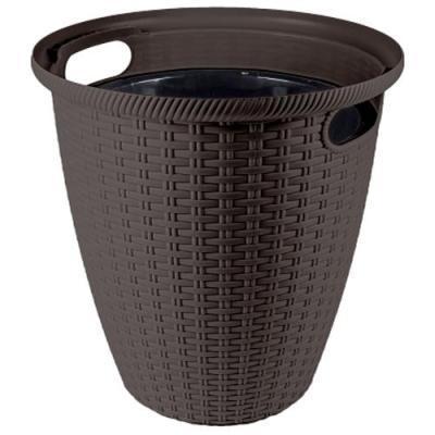 Кашпо напольное Rattan D 266мм/10 л с внутренним горшком 6 л горький шоколад в интернет гипермаркете «Планета Лета». Фото