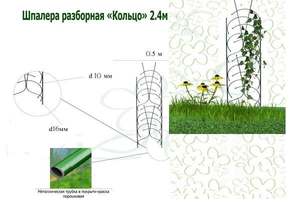 Шпалера разборная «Кольцо» 2.4 м в интернет гипермаркете «Планета Лета». Фото
