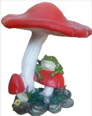 Фигура Гриб тройной с лягушкой Н-35см,L-28см ФП439 в интернет гипермаркете «Планета Лета». Фото