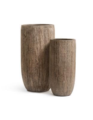 Кашпо TREEZ Effectory Wood высокий округлый конус светлый дуб в-80 см, д-40 см в интернет гипермаркете «Планета Лета». Фото