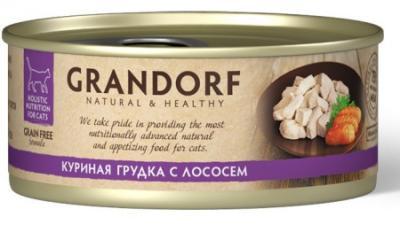 Корм GRANDORF куриная грудка с лососем, конс 70г в интернет гипермаркете «Планета Лета». Фото