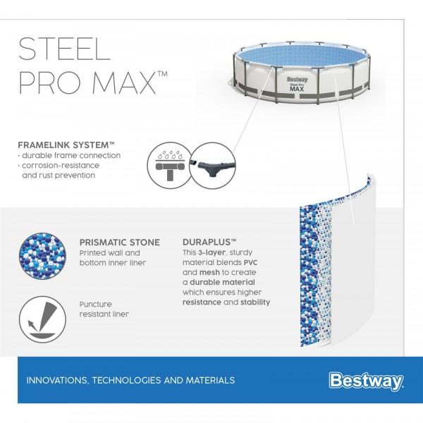 Бассейн каркасный 427х84 см Steel Pro Frame Pool Bestway 56595 в интернет гипермаркете «Планета Лета». Фото
