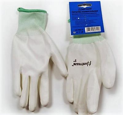 Перчатки универсальные (серо/белые), с полиуретановым покрытием, р.9 UN-N001-9 в интернет гипермаркете «Планета Лета». Фото
