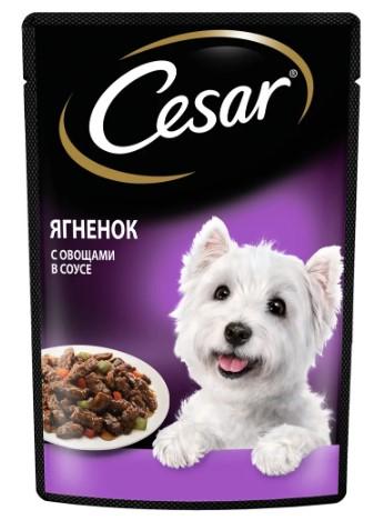 Влажный корм для собак Cesar Adult, кусочки с ягненком и овощами в соусе, 28 х 85 г  в интернет гипермаркете «Планета Лета». Фото Влажный корм для собак Cesar Adult, кусочки с ягненком и овощами в соусе, 28 х 85 г в интернет гипермаркете «Планета Лета». Фото